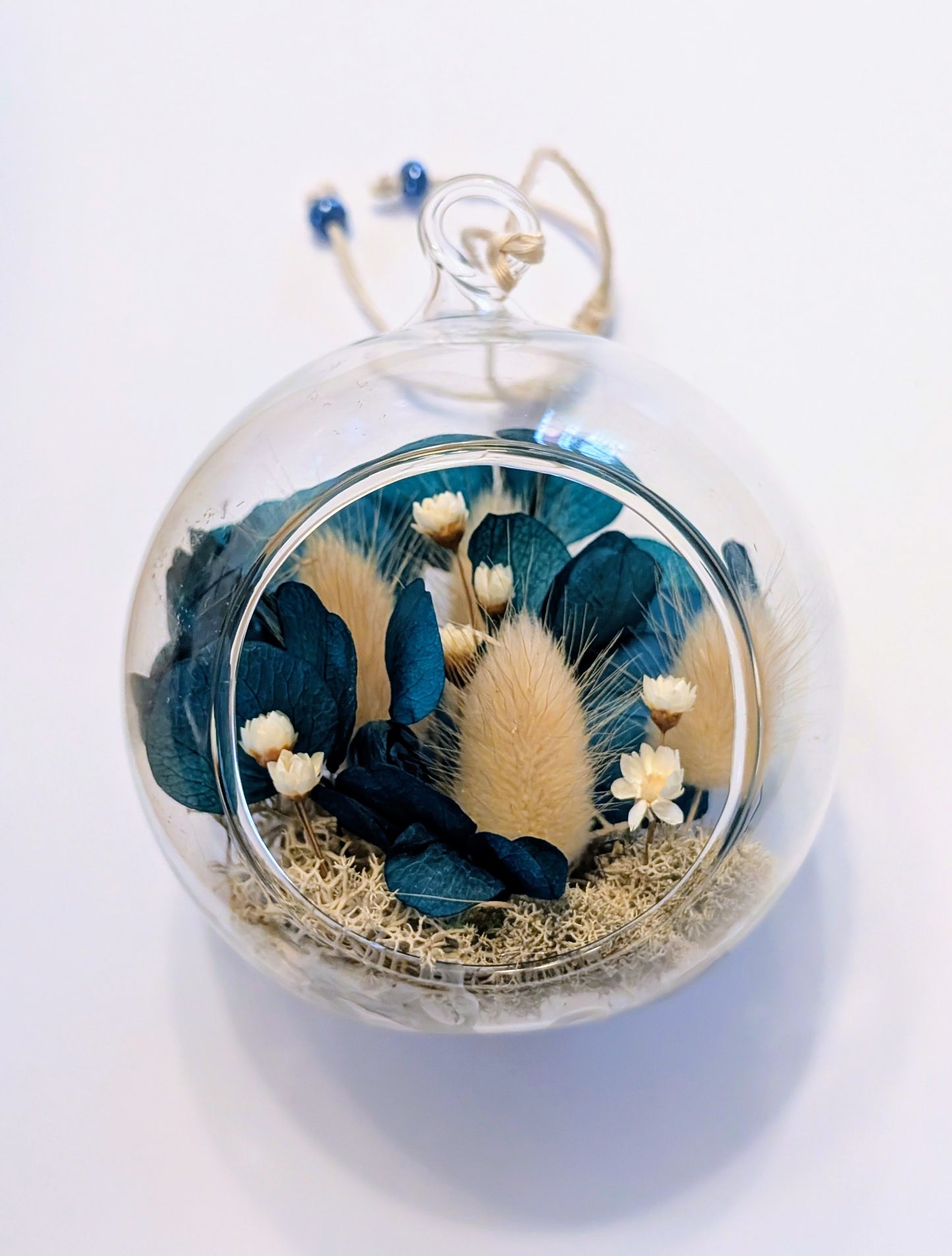 Boule Hortensias bleus - terrarium de fleurs séchées 🇫🇷