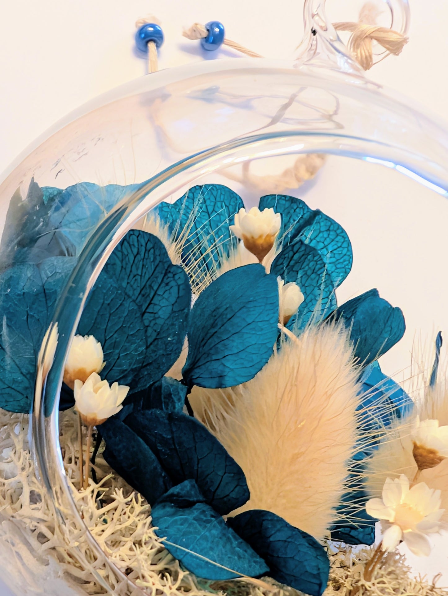 Boule Hortensias bleus - terrarium de fleurs séchées 🇫🇷