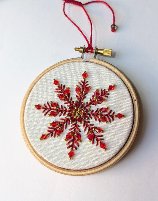 Broderie - flocon perlé Rouge et Or 🇫🇷