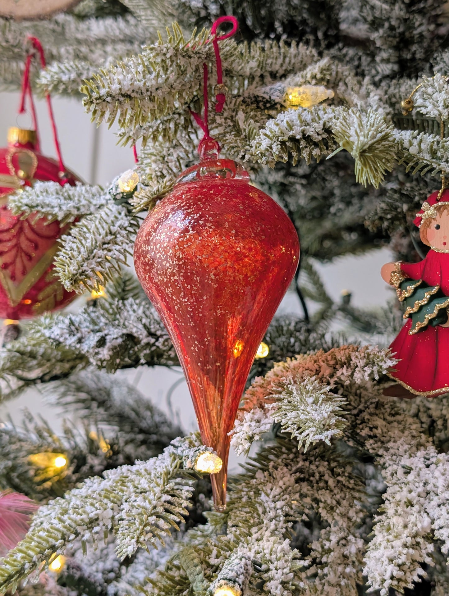 Goutte lisse - Rouge pailleté Or 🇫🇷