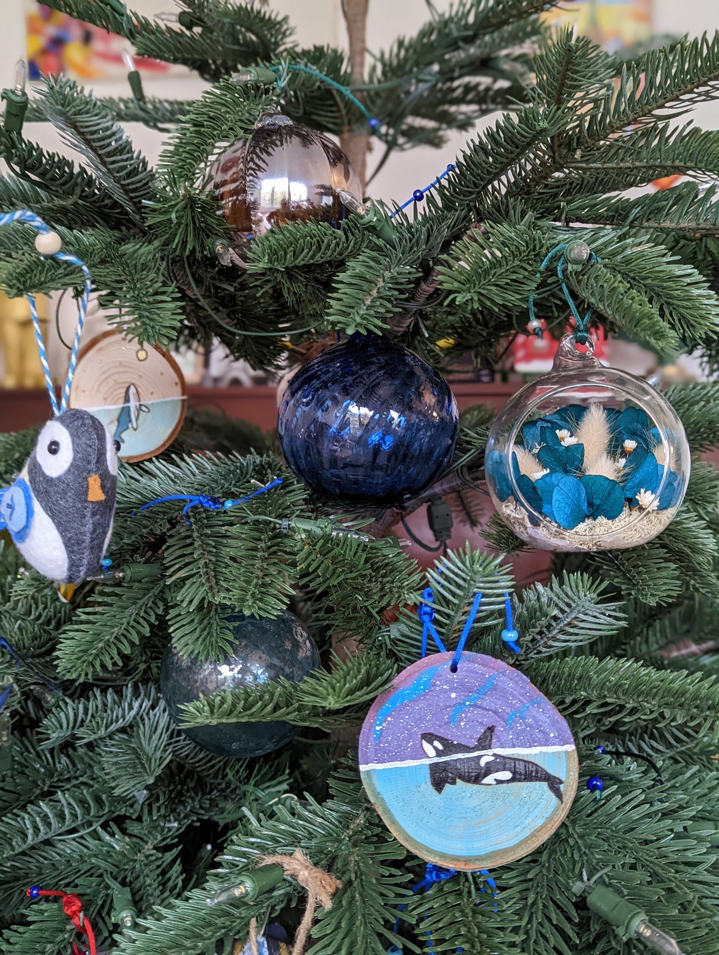 Boule Hortensias bleus - terrarium de fleurs séchées 🇫🇷