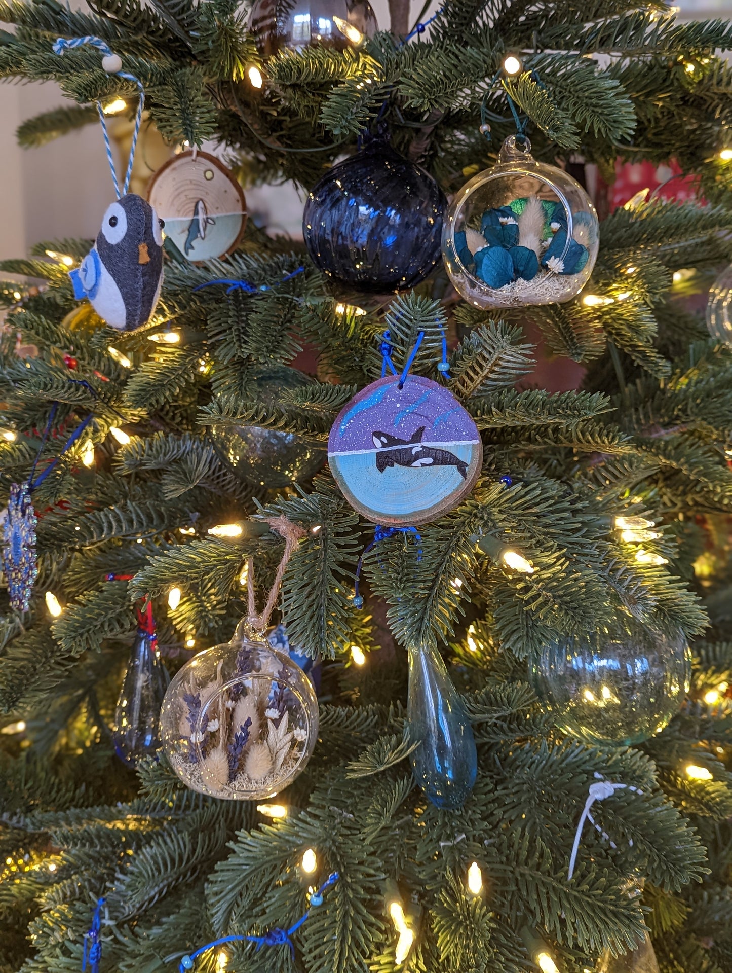 Boule Hortensias bleus - terrarium de fleurs séchées 🇫🇷